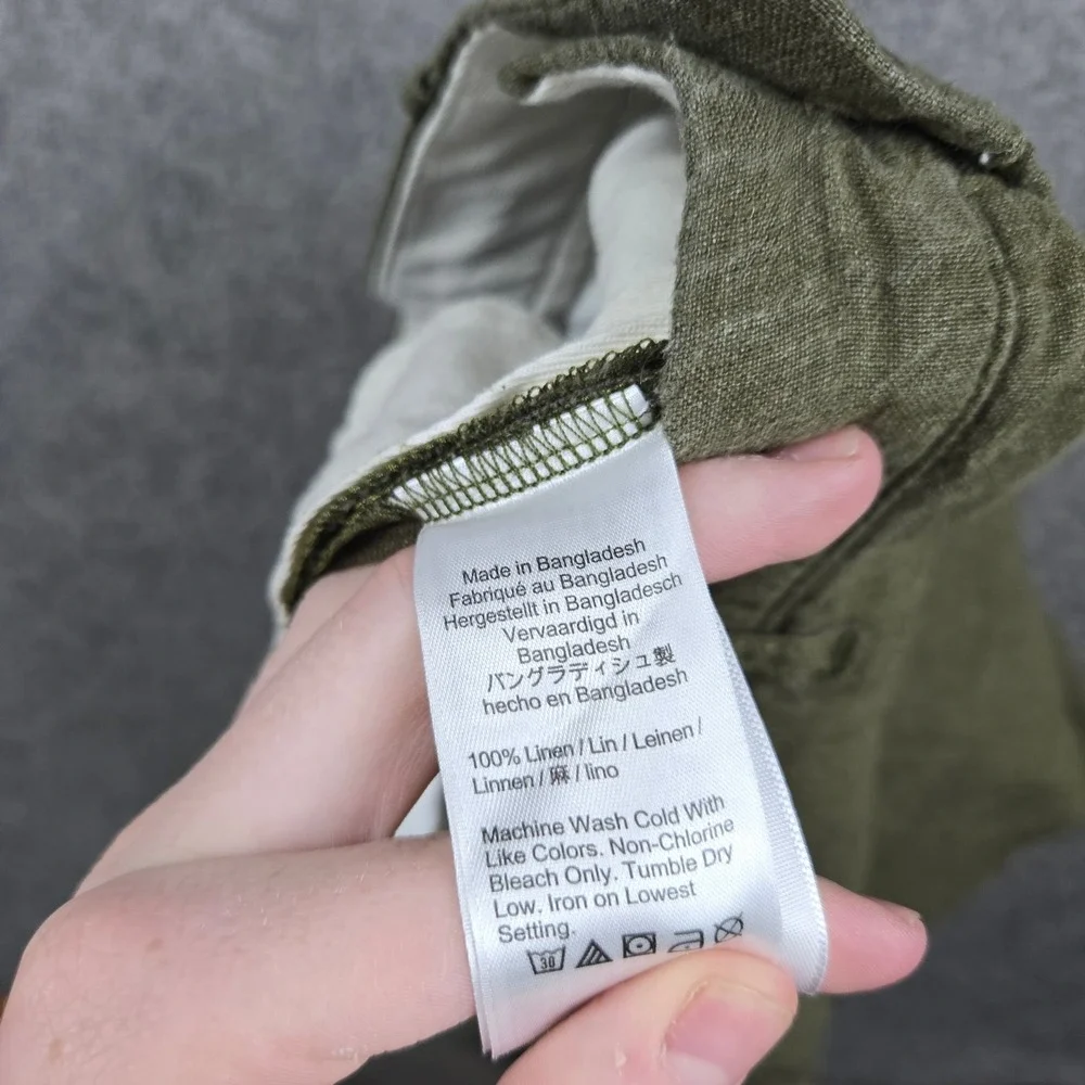 J.Crew 100% Linen Shorts Mens 34 Green 7 Inch Inseam Casual Summer Beach